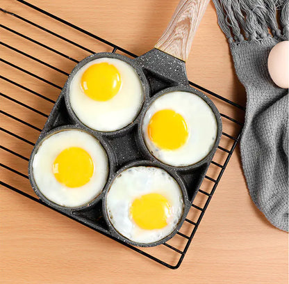 New Non-Stick 4-Hole Frying Pan for Eggs and Burgers