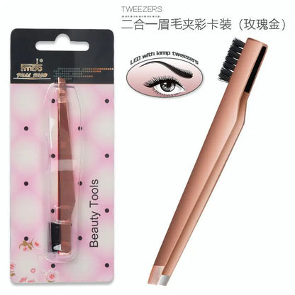 New Stainless Steel Eyebrow Tweezers with Comb