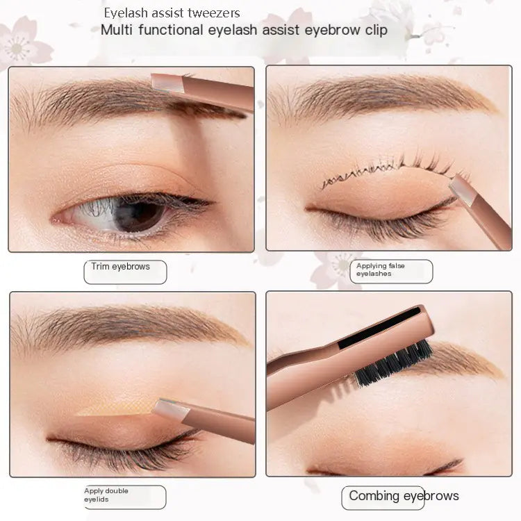 New Stainless Steel Eyebrow Tweezers with Comb