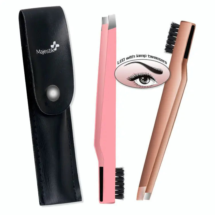 New Stainless Steel Eyebrow Tweezers with Comb