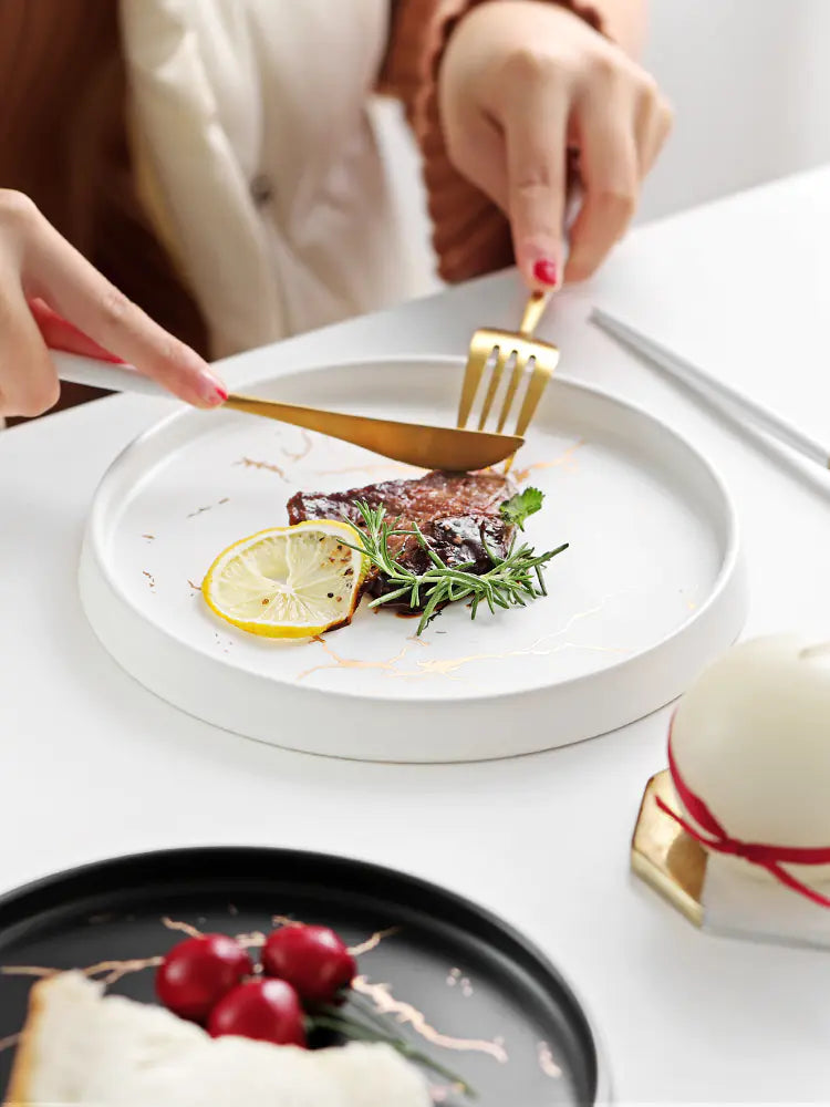 Creative Marble Pattern Ceramic Steak Plate (Home Use)