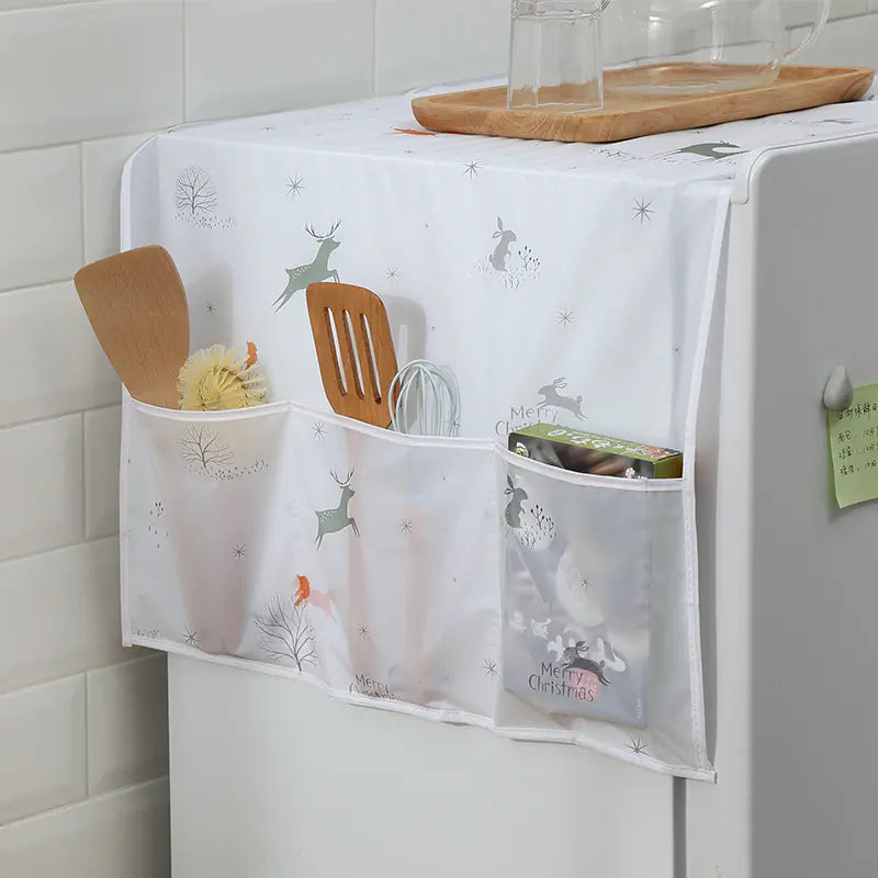 Waterproof PEVA Printed Refrigerator Cover with Pockets
