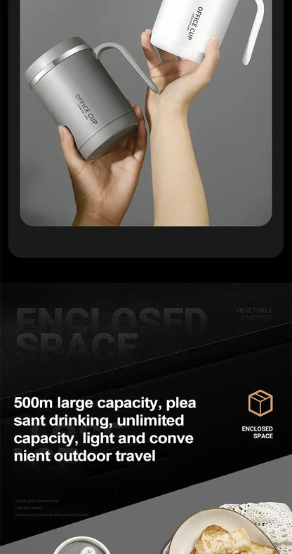 Insulated Coffee Mug with Lid - Portable Practical Gift