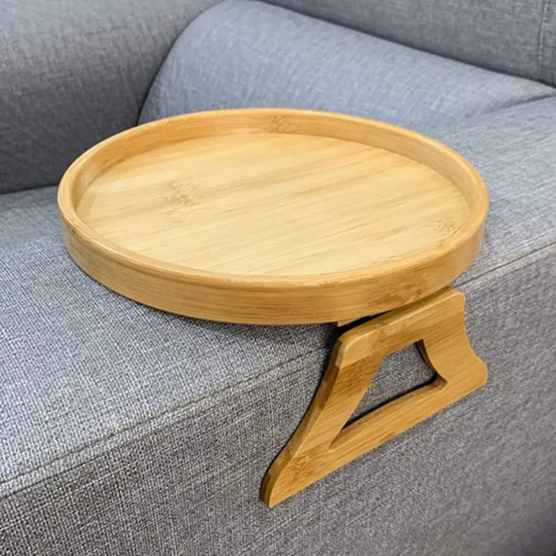 Bamboo Round Sofa Tray with Legs - Foldable Design