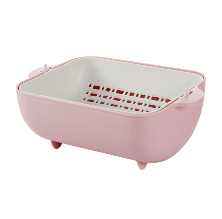 Collapsible Drain Basket and Vegetable Washing Bowl
