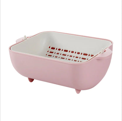 Collapsible Drain Basket and Vegetable Washing Bowl