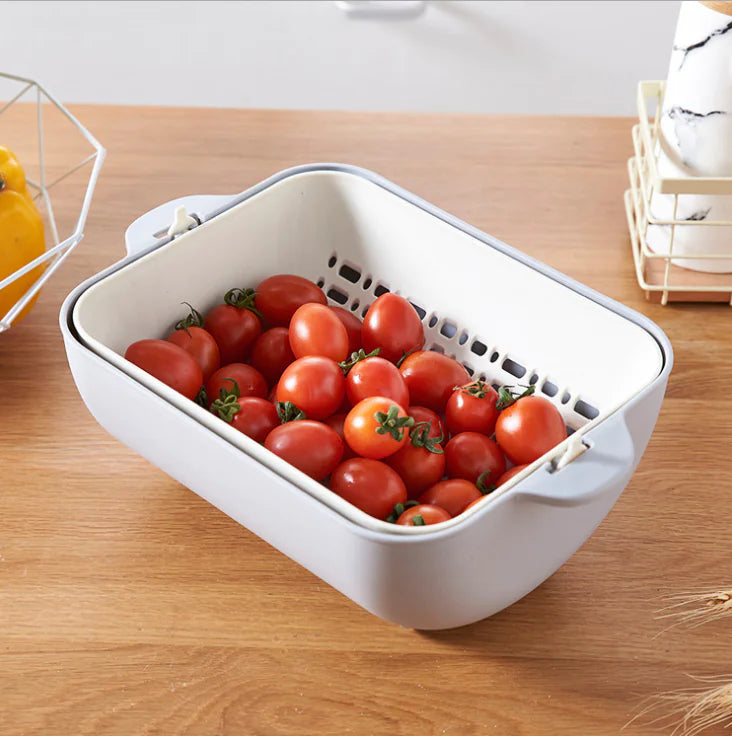 Collapsible Drain Basket and Vegetable Washing Bowl