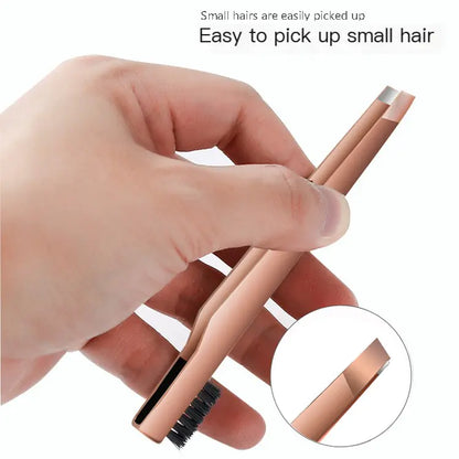 New Stainless Steel Eyebrow Tweezers with Comb