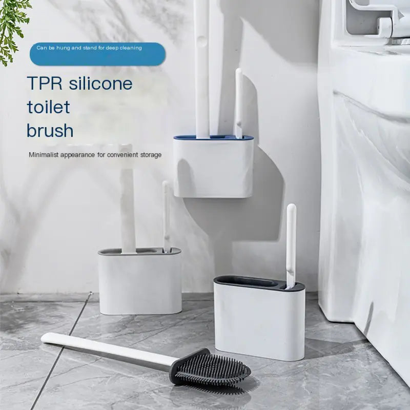 Japanese Style Silicone Toilet Brush Set for Home Use